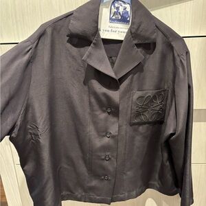 Loewe Black Notched Collar Boxy Button Down Shirt